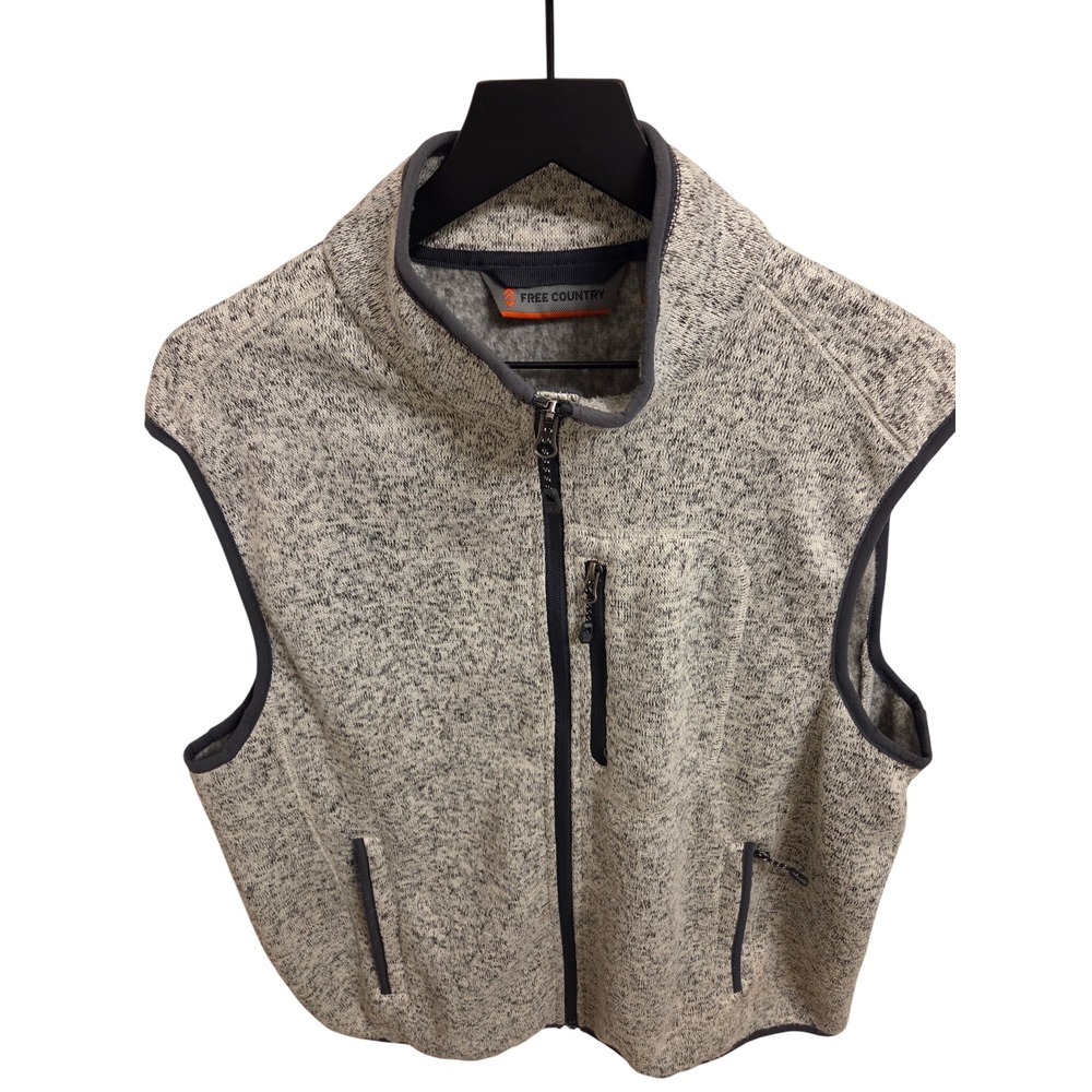 Free Country Women's Large Zip Up Vest Gray Lightweight Sleeveless Outerwear